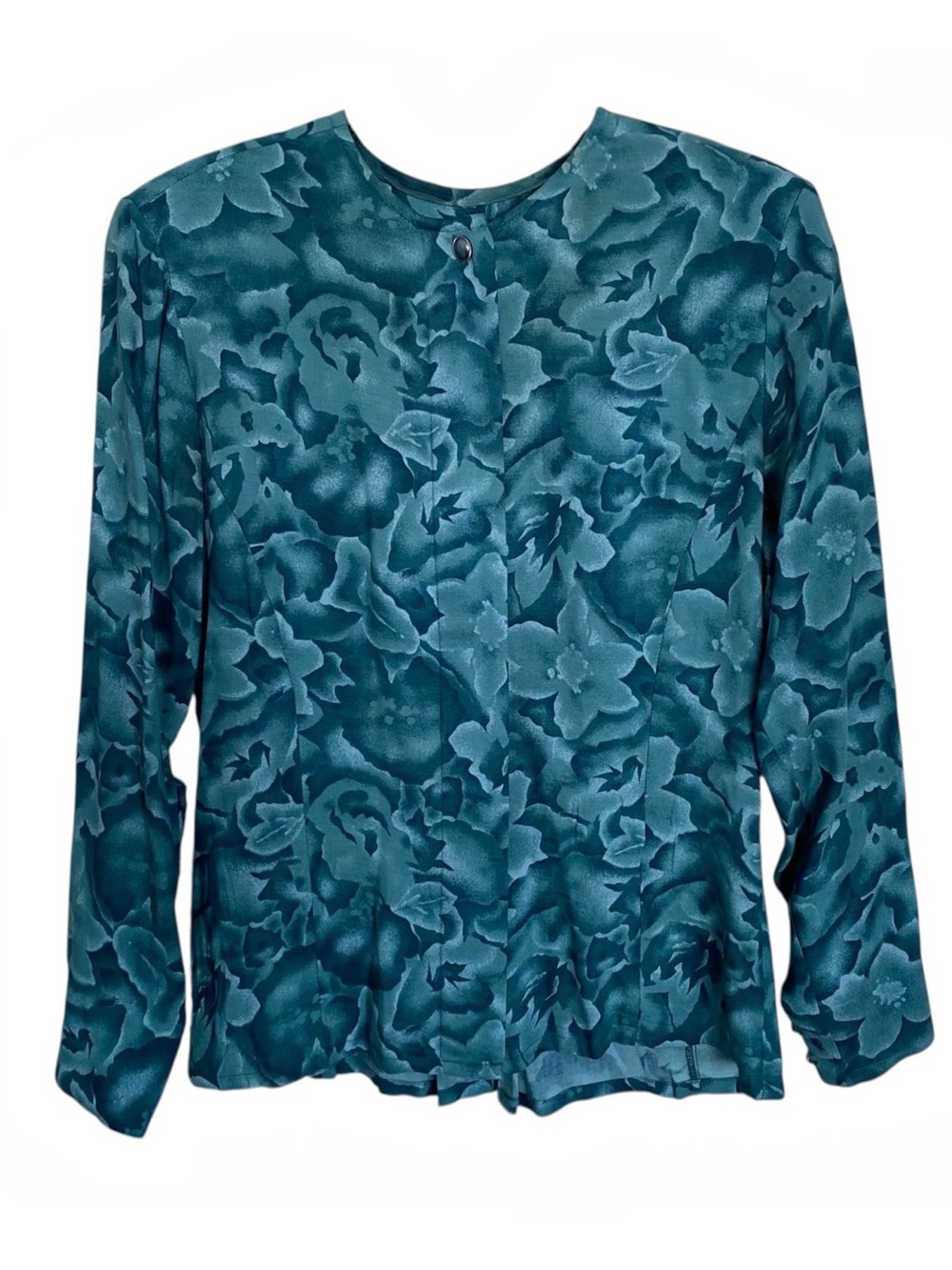 Vintage Pendleton Blouse Women’s 6 Teal Blue Floral Miss Sophisticates 1960s